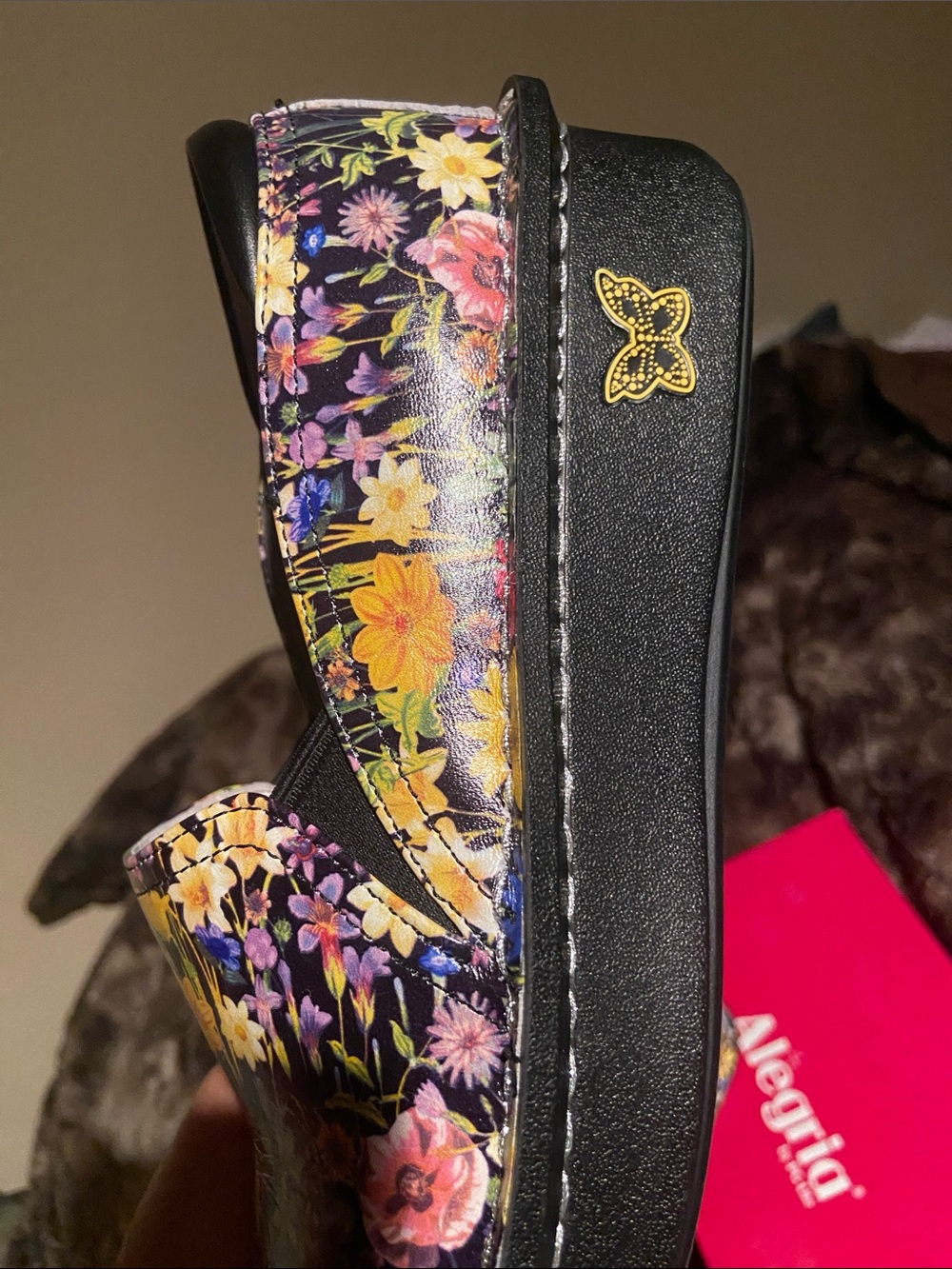 Alegria Black Floral Slip-On Clogs - Picture 9 of 13